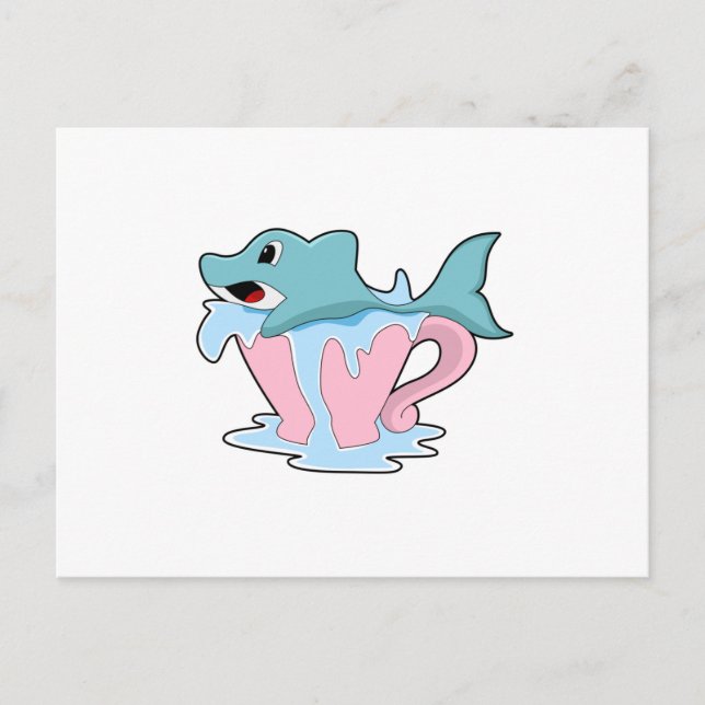 Carte Postale Dauphin avec une tasse d'eau.PNG (Devant)
