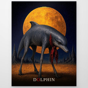Carte Postale Dauphin Cravate gothique Surréaliste