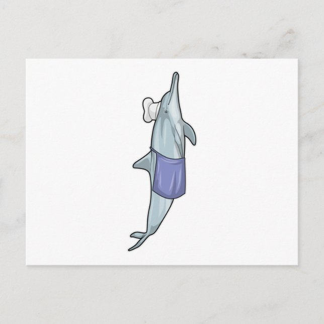 Carte Postale Dauphin cuisinier avec un chapeau de chef (Devant)