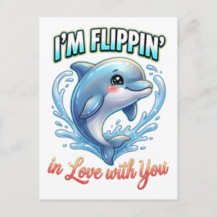 Carte Postale Dauphin de la Saint-Valentin mignon – Je suis foll