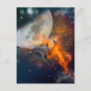Carte Postale Dauphin drôle dans l'univers