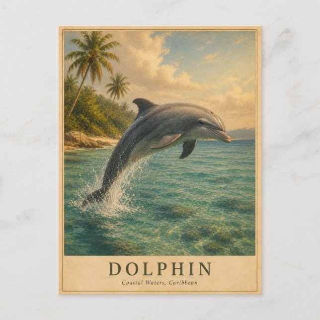 Carte Postale Dauphin Eaux Caraïbes VINTAGE (Devant)