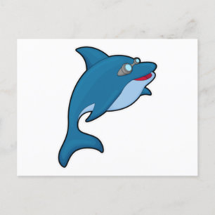 Carte Postale Dauphin en nageant avec des lunettes de natation