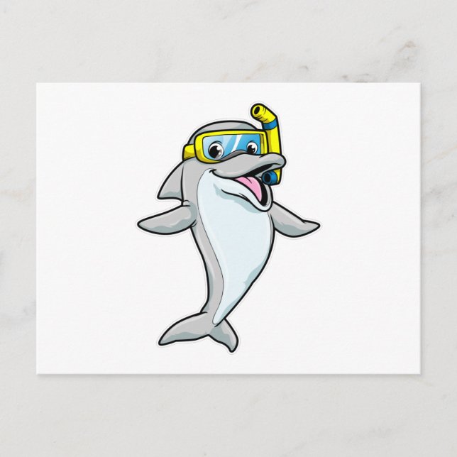 Carte Postale Dauphin en plongée avec tuba (Devant)