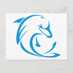 Carte Postale Dauphin Joyeux dans le Style de Dessin à Balançoir