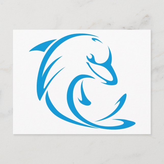 Carte Postale Dauphin Joyeux dans le Style de Dessin à Balançoir (Devant)