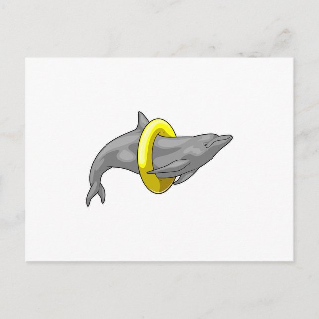 Carte Postale Dauphin Nage Bouée (Devant)