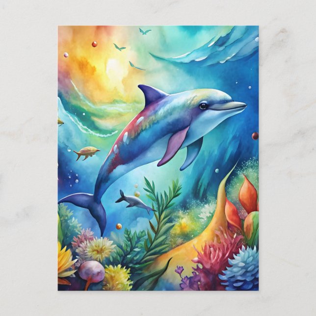 Carte Postale Dauphin peint (Devant)