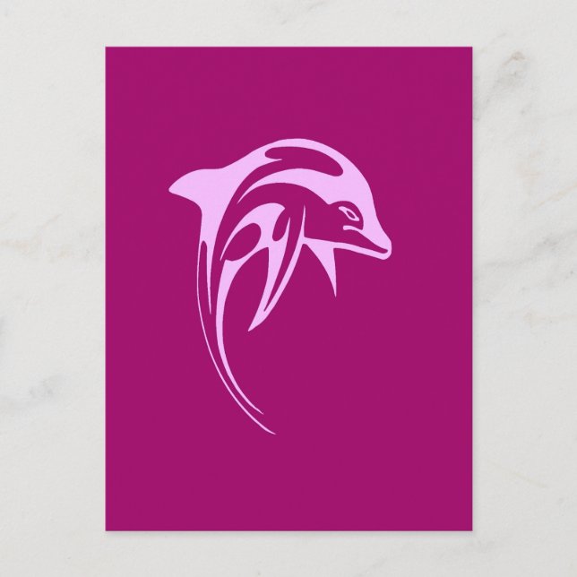 Carte Postale Dauphin rose (Devant)