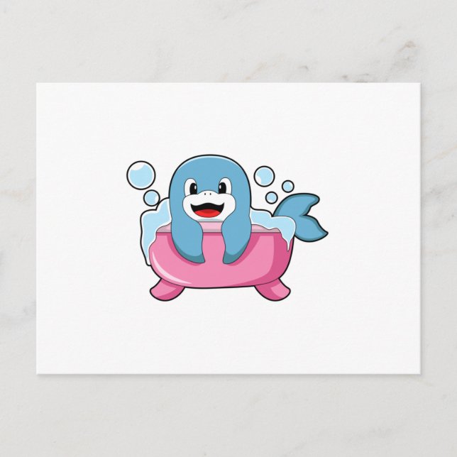 Carte Postale Dauphin sur baignoire (Devant)