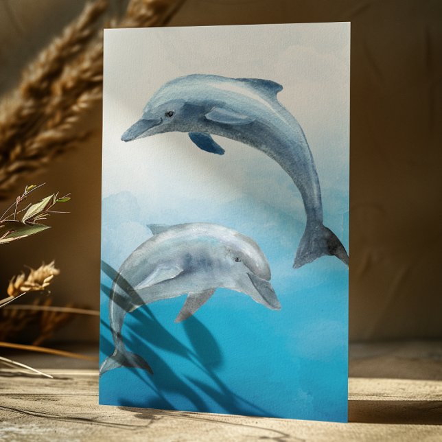 Carte Postale Dauphins à l'aquarelle  (Créateur téléchargé)