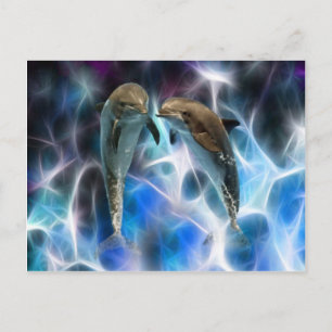 Carte Postale Dauphins et cristaux fractaux