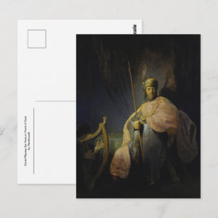Carte Postale David jouant de la harpe devant Saül, Rembrandt