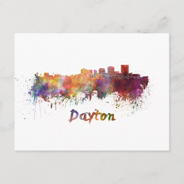 Carte Postale Dayton skyline in watercolor (Devant)