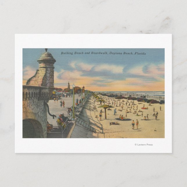 Carte Postale Daytona Beach, FL - Boardwalk Vue sur la plage (Devant)