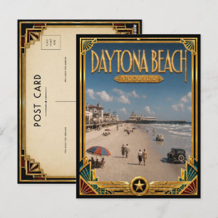 Carte Postale Daytona Beach Floride Art Déco Vintage Âge d'Or