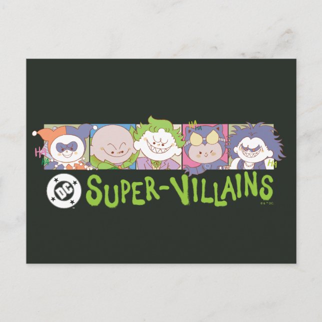 Carte Postale DC Super-Villains Cartoon Lineup (Devant)