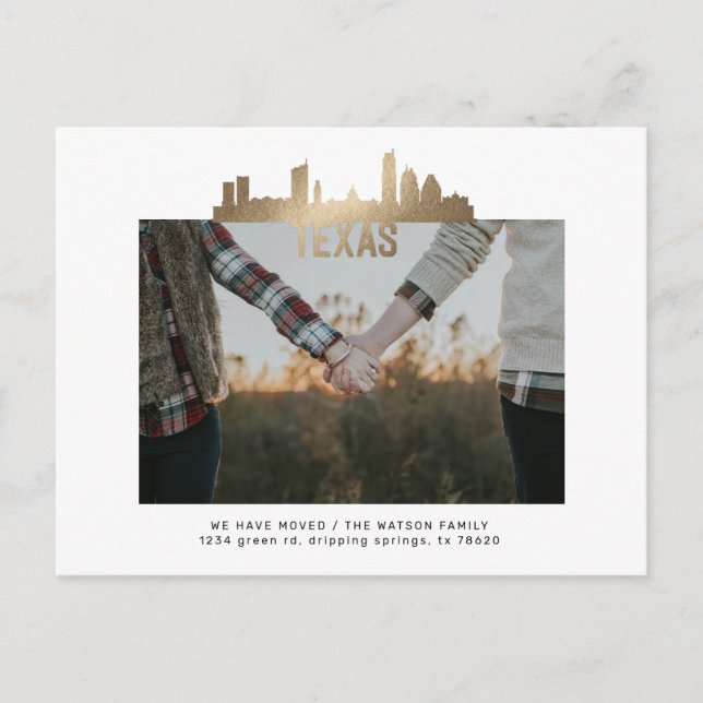 carte postale de annonce de déménagement de l'État (Devant)