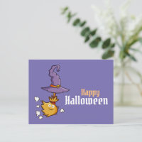 Carte postale de balai d'Halloween mignonne modifi