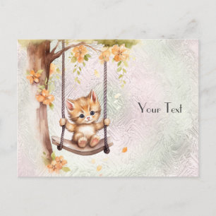 Carte postale de balançoire de chaton
