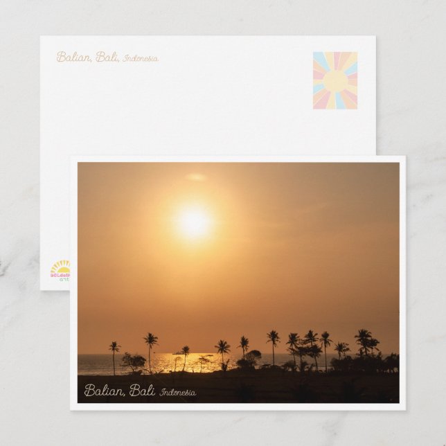 Carte postale de Balian Palm Beach au coucher du s (Devant / Derrière)