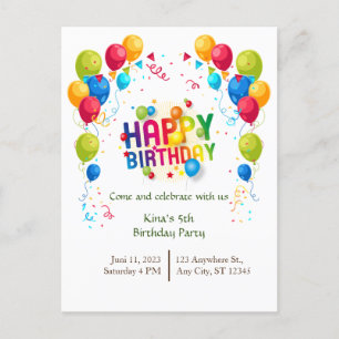 Carte postale de ballons d'anniversaire