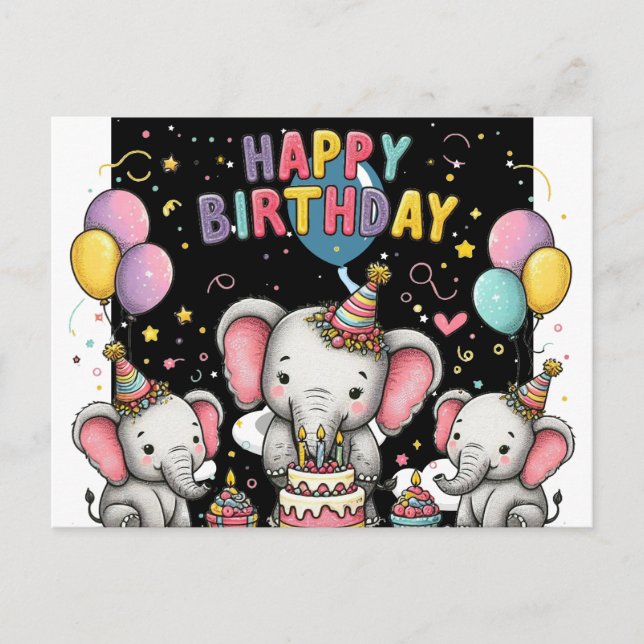 Carte postale de ballons en forme d'éléphant et de (Devant)