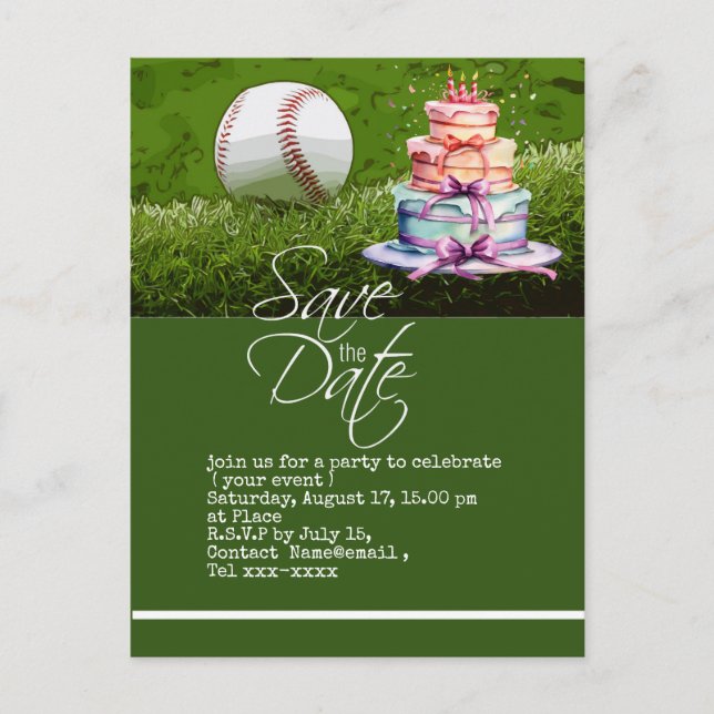 Carte postale de baseball enregistrer la date sur  (Devant)