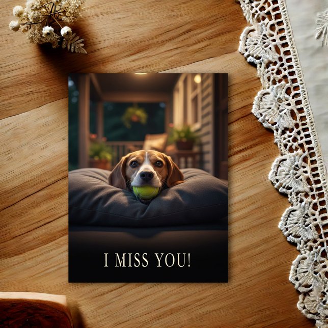 Carte postale de Beagle mignon Tu me manques (Créateur téléchargé)