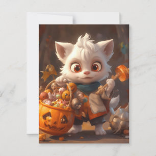 Carte postale de bébé loup-garou avec panier de bo