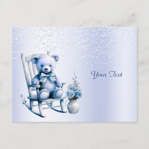 Carte postale de bébé ours bleu aquarelle