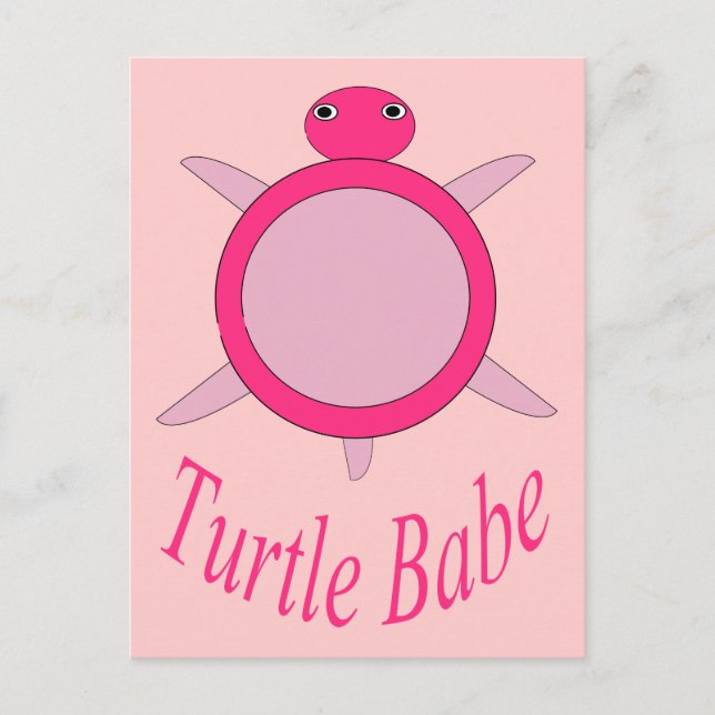 Carte postale de bébé tortue rose mignonne (Devant)