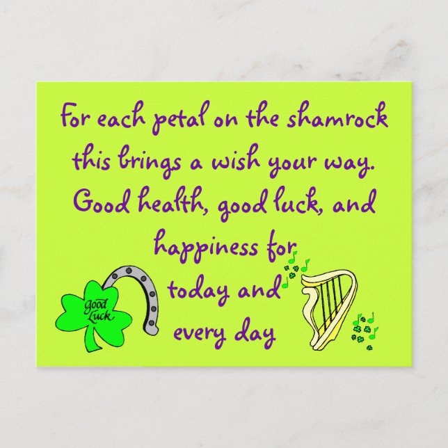 Carte postale de bénédiction irlandaise (Devant)