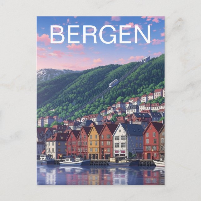 Carte postale de Bergen en Norvège (Devant)