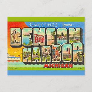 Carte postale de bienvenue à Benton Harbor Michiga