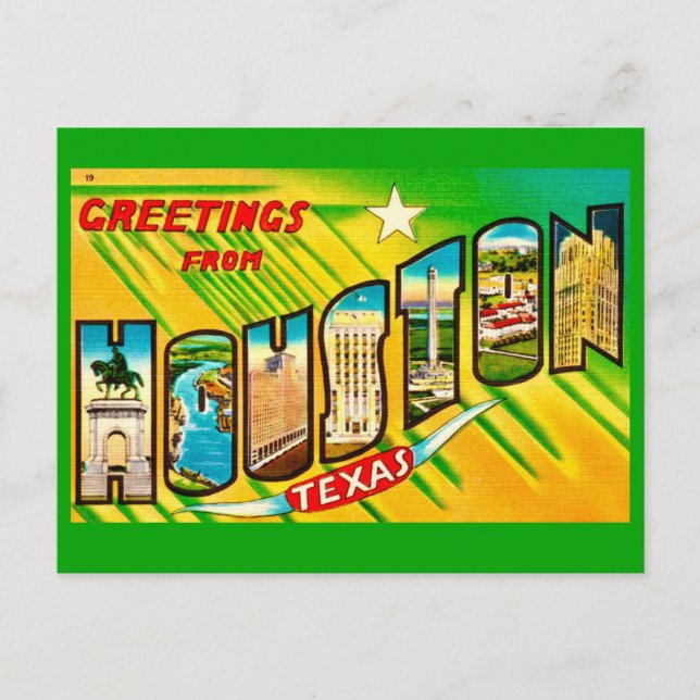 Carte postale de bienvenue à Houston Texas (Devant)