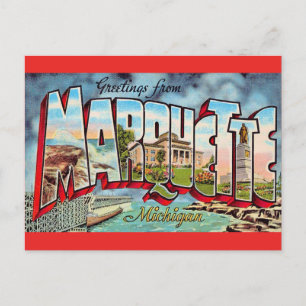Carte postale de bienvenue à Marquette Michigan