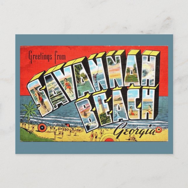 Carte postale de bienvenue à Savannah Beach Géorgi (Devant)