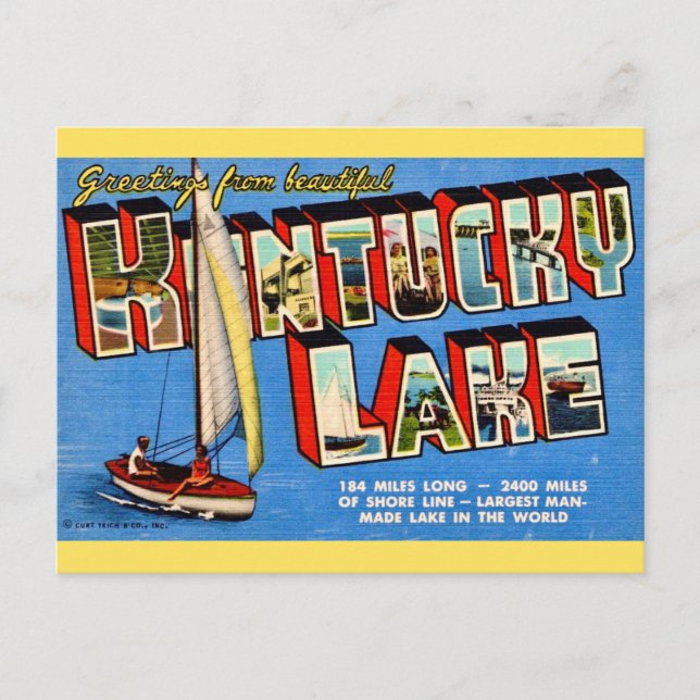 Carte postale de bienvenue du lac Kentucky (Devant)