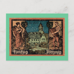 Carte postale de billet allemand de 50 pfennig d'a