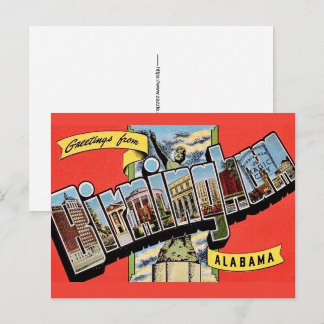 Carte postale de Birmingham AL vintage (Devant / Derrière)