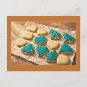 Carte postale de biscuits au sucre en forme de cœu