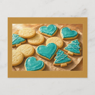 Carte postale de biscuits de Noël en forme de sapi
