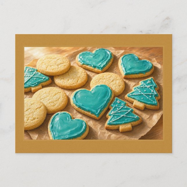 Carte postale de biscuits de Noël en forme de sapi (Devant)