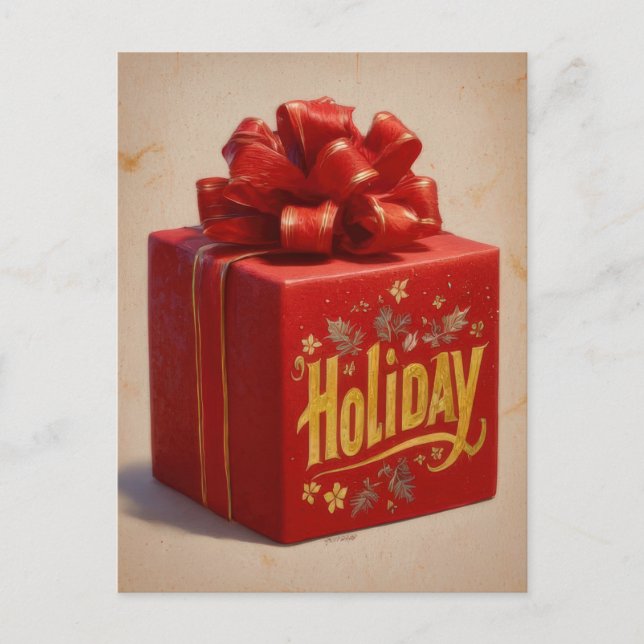 Carte postale de boîte-cadeau de Noël festive et é (Devant)