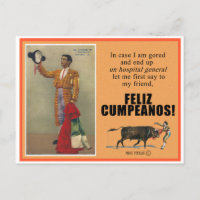 CARTE POSTALE DE BON ANNIVERSAIRE DE CORRIDA