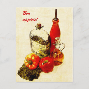 carte postale de bon appétit poivron et huiles