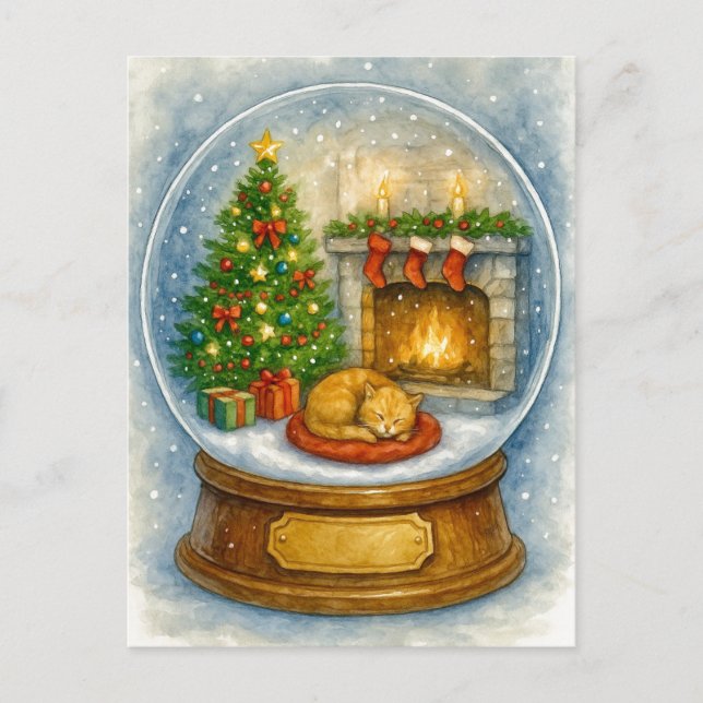 Carte postale de boule à neige de Noël avec chemin (Devant)