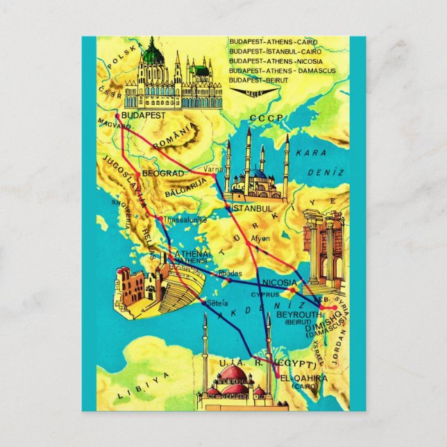 Carte postale de Budapest Athènes Le Caire carte a (Devant)
