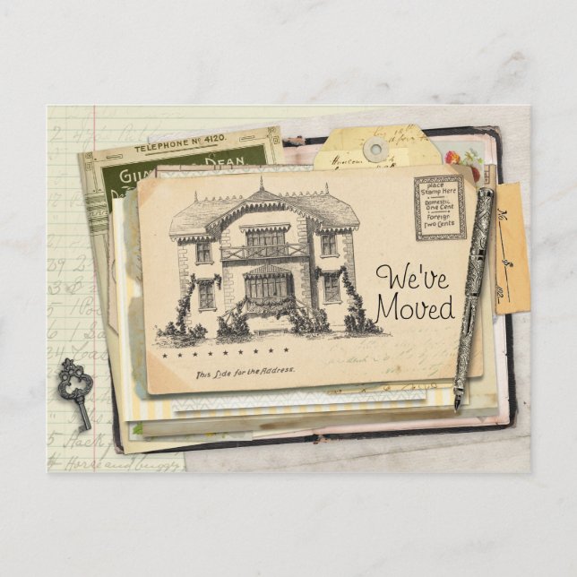 Carte postale de bureau ancienne Nous avons déména (Devant)